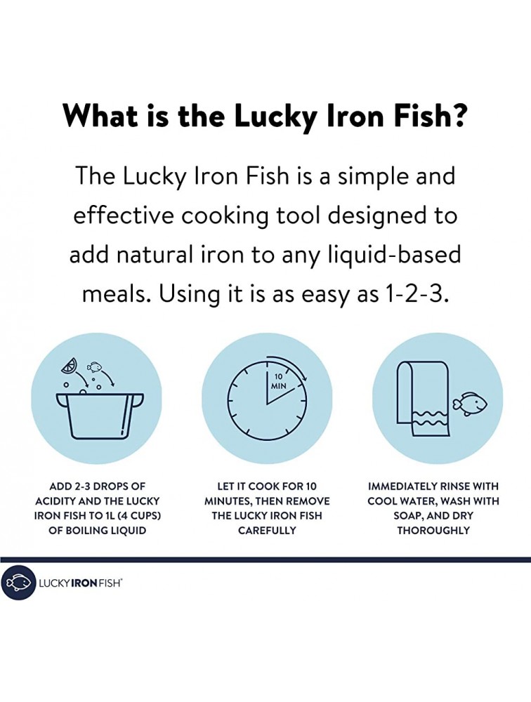 Lucky Iron Fish Ⓡ A Natural Source of Iron The Original Cooking Tool to Add Iron to Food Water Reduce Iron Deficiency Risks an Iron Supplement Alternative Ideal for Vegans and Pregnant Women - B8CV8AAB9