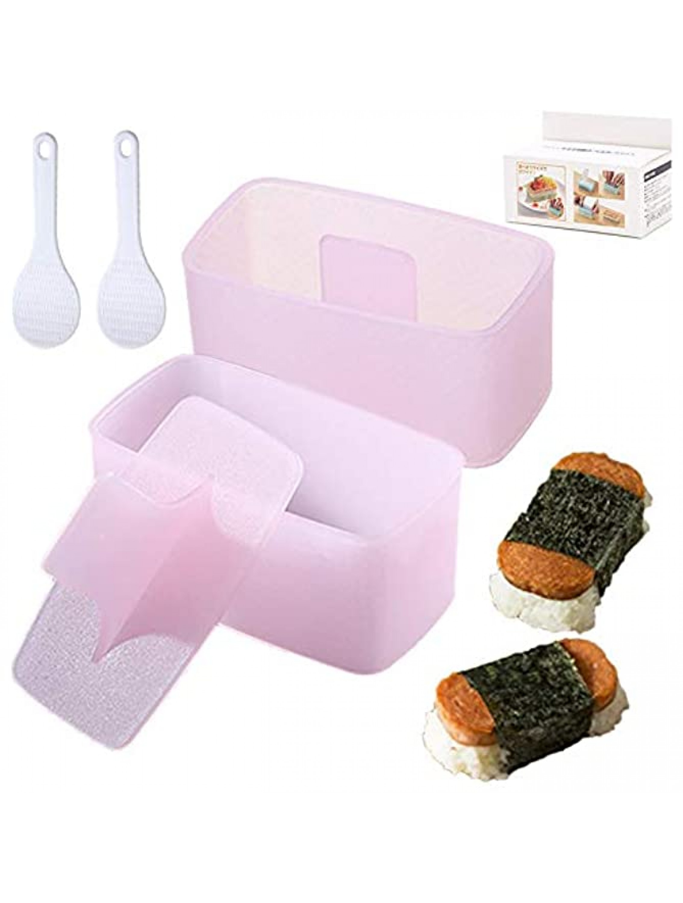 Musubi Maker Press Non Stick BPA Free Luncheon Meat Press Musubi Maker Mold Onigiri Mold Sushi Making Kit with Small Rice Paddle 2Pack - B3XDYRBBG