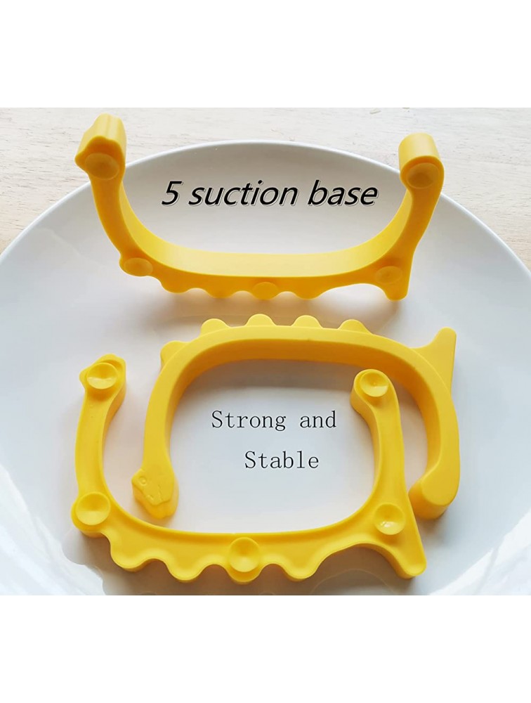 Silicone Food Plate Divider with Suction 2 PCS Cartoon Food Separator Portion Control and Easy Scooping Walls for Limited Mobility.Yellow - BE8Y4MR4S