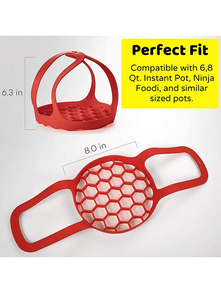 Silicone Trivet For Instant Pot | Fits 6,8 Qt Instapot Ninja Foodi and Other Pressure Cookers | 3 in 1 Bakeware Pan Sling Lifter Egg Rack and Roasting Rack - BMVRF3ZL3
