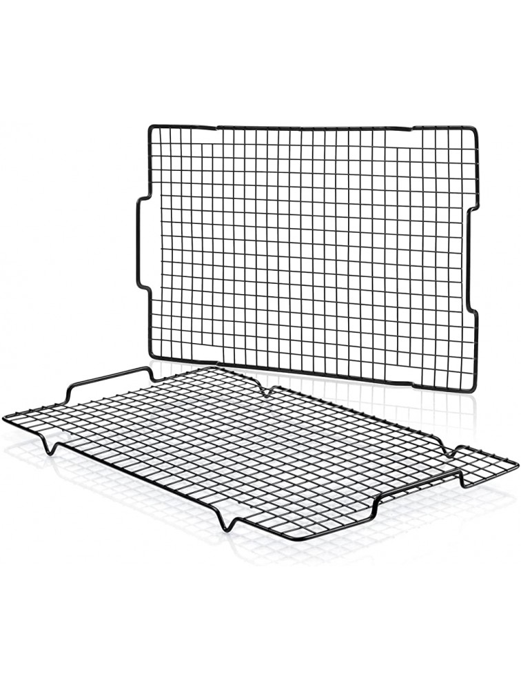 2 Pack Cooling Racks 16" x 10" Nonstick Wire Baking Rack with Handle Fit Half Sheet Pan for Cooking Drying Roasting Grilling Metal Mesh Cooling Racks for Cooling Cookie Bread Cake Oven Safe - BS3T9WIAY
