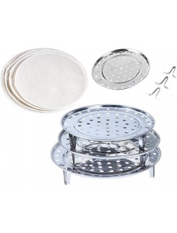 3-Pack 10" 11" 11 3 4" Pressure Cooker Canner Rack Baking Steaming Rack,Cake Cooling Rack,1 3 4" Tall Trivet Rack Stand with 15 Pcs Round Breathable Cotton Cloth for Food Steam Basket Rack,Stackable - BJVBDZZPY