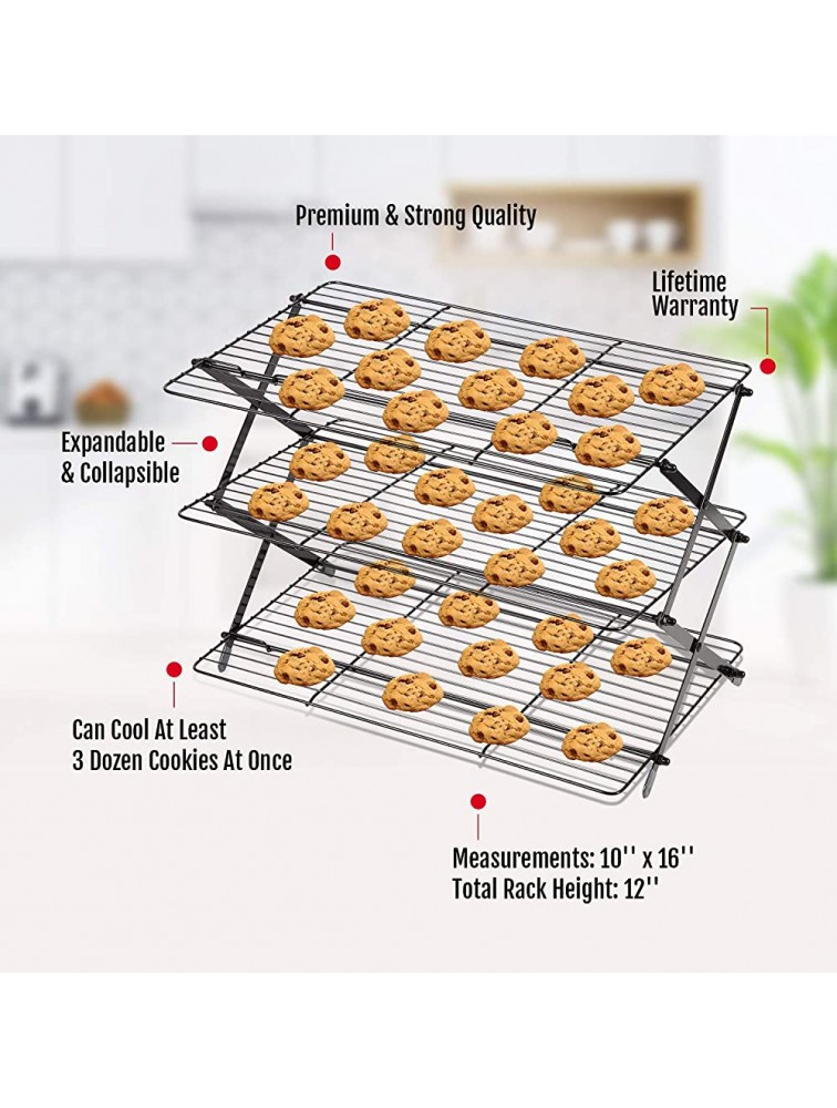 3-Tier Collapsible Cooling Rack Bonus Baking Mat Included Expandable & Foldable Cookie Cooling Wire Rack Baking Rack Foldable Cooling Rack For Baking Supplies Premium Quality & Sturdy Legs - B0IIV7LVQ