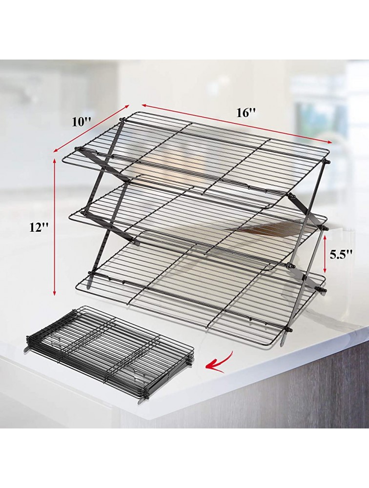 3-Tier Collapsible Cooling Rack Bonus Baking Mat Included Expandable & Foldable Cookie Cooling Wire Rack Baking Rack Foldable Cooling Rack For Baking Supplies Premium Quality & Sturdy Legs - B0IIV7LVQ