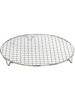Chris-Wang 1Pack Multi-Purpose Round Stainless Steel Cross Wire Steaming Cooling Barbecue Rack Carbon Baking Net Grill Pan Grate with Legs6.5Inch Dia - BA2GSCL77