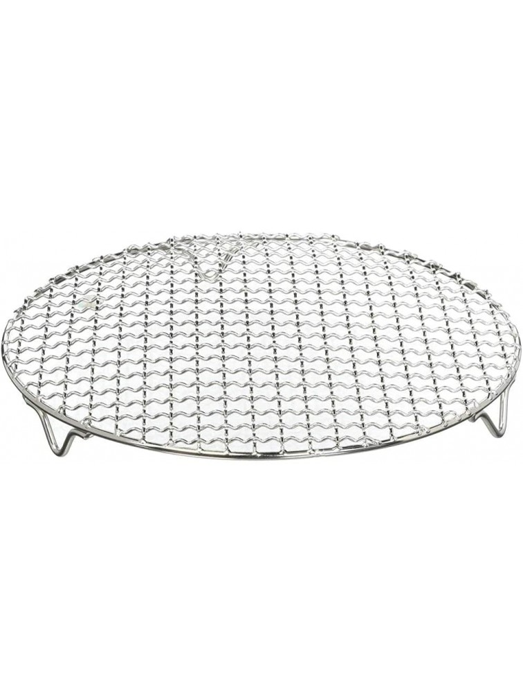 Chris-Wang 1Pack Multi-Purpose Round Stainless Steel Cross Wire Steaming Cooling Barbecue Rack Carbon Baking Net Grill Pan Grate with Legs6.5Inch Dia - BA2GSCL77