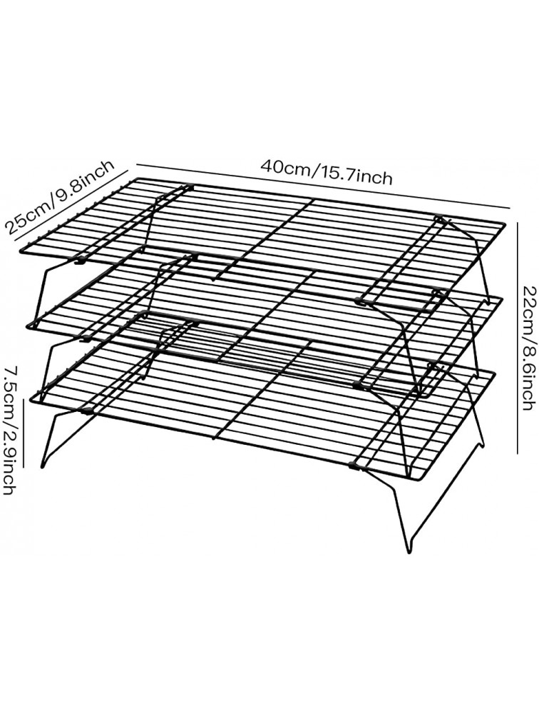 Cooling Rack Lainrrew 3 Tier Stackable Baking Rack Stainless Steel Wire Cooking Rack for Cooking Roasting Cooling Collapsible & Foldable Dishwasher & Oven Safe - BIQONEOPP