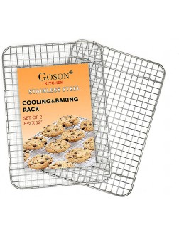 Goson Kitchen Stainless Steel Heavy Duty Metal Wire Cooling Cooking Baking Rack For Baking Sheet Oven Safe up to 575F Dishwasher Safe Rust Free | 8.5"x12"; SET OF 2 - B6IKLS5K8