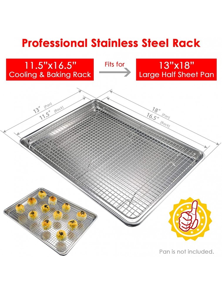 IIIOIIIA 100% Stainless Steel Baking & Cooling Rack 11.5 x 16.5 Cookie Cooling Rack with 3 8 Square Holes- Fits Half Sheet Pan Heavy Duty Oven Safe Rust-Proof Commercial Grade - BL2IBYC22