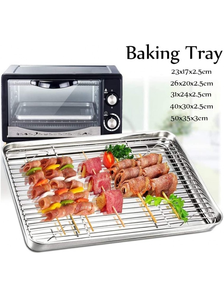 Kitchen Baking Tray Set,Stainless Steel Cooling Rack and Pan Rack Set Utensils Barbecue BBQ Rack Pan Cooling Rack Baking Tool1 - BORSGSQLS