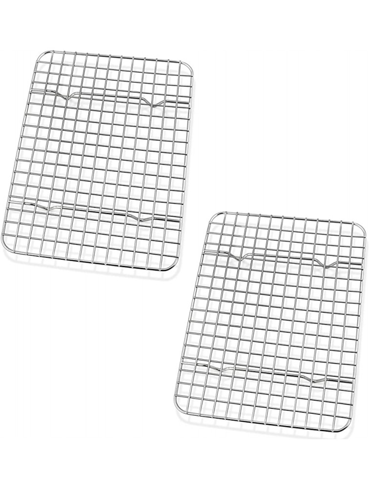 P&P CHEF Mini Grid Baking Racks Pack of 2 Stainless Steel Cooking Rack for Roasting Drying Grilling 8.75'' x 6.25'' x 0.75'' Oven & Dishwasher Safe Heavy Duty & Non Toxic - BA6YMEER1