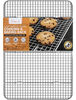 PriorityChef 18 8 Stainless Steel Cooling Rack Heavy Duty Baking Rack For Oven Cooking Fits Half Sheet Pan Wire Rack For Cooking Bacon Cookie Cooling Rack 11.5" x 16.5" - B8U46RY8G