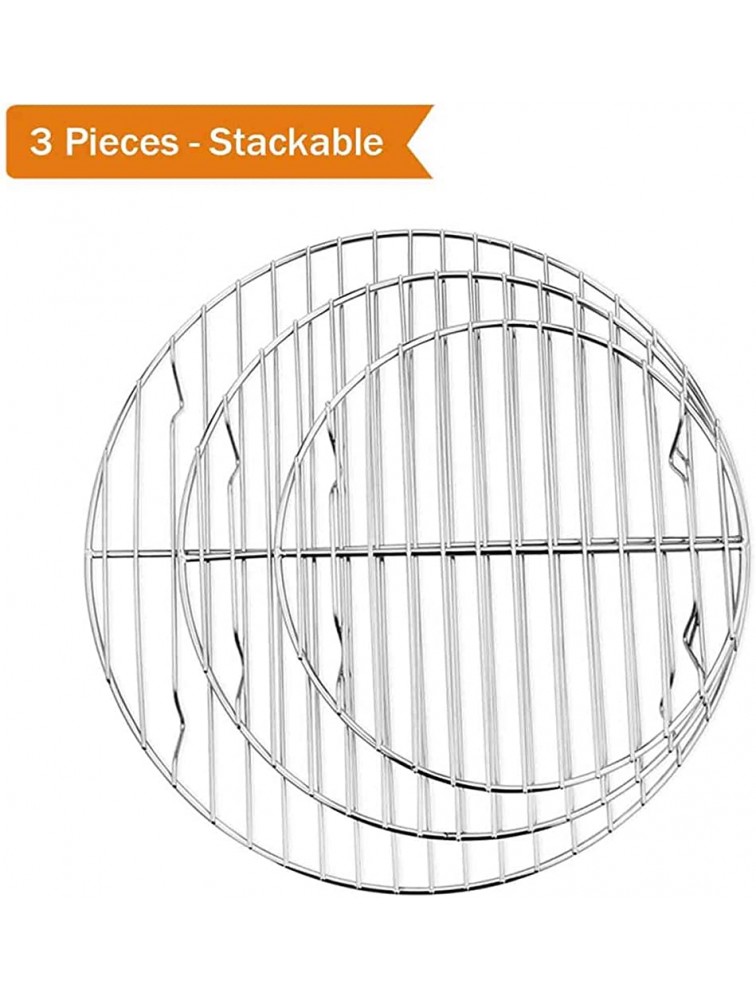 TeamFar Round Cooling Rack Set of 3 7½ & 9 & 10½ Inch Stainless Steel Round Baking Steaming Rack Set Fit for Oven Pot Air fryer Healthy & Dishwasher Safe Mirror Finish & Smooth Edge - BOF8WDLEI