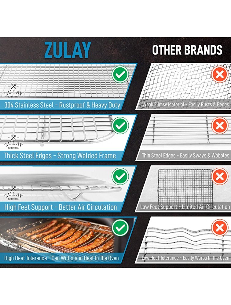 Zulay 10”x15” Wire Cooling Rack Stainless Steel Wire Baking Rack For Oven Cooking Fits Jelly Roll Pan Heavy Duty Wire Grid Oven Rack & Cooking Rack For Baking Roasting BBQ & More - BOAEC8D30