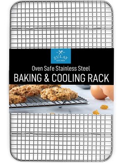 Zulay 10”x15” Wire Cooling Rack Stainless Steel Wire Baking Rack For Oven Cooking Fits Jelly Roll Pan Heavy Duty Wire Grid Oven Rack & Cooking Rack For Baking Roasting BBQ & More - BOAEC8D30