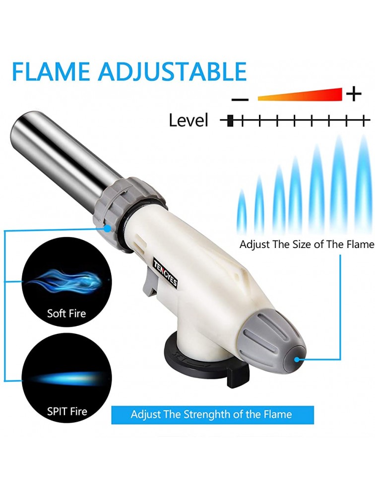 Blow Torch Kitchen Butane Lighter Culinary Torch Chef Cooking Torch Professional Adjustable Flame with 360 Degree Inverted for Creme Brulee BBQ Baking Jewelry by TENGYES Butane Not Included - BXB591GI1