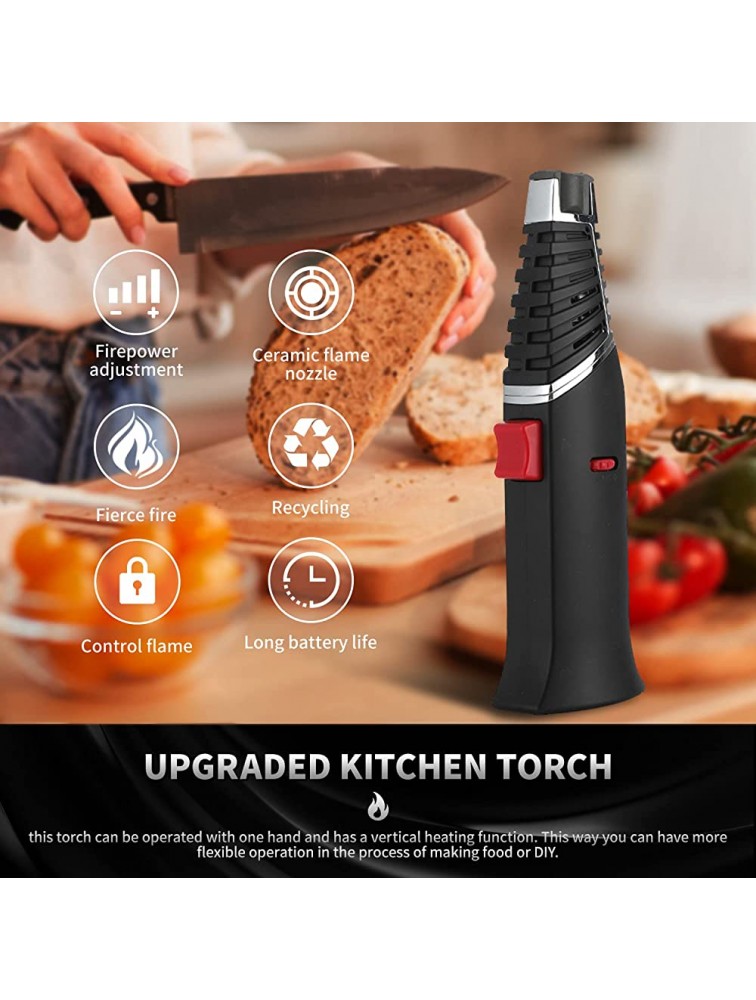 Butane Torch Blow Torch Refillable Kitchen Torch with Rotatable Head Adjustable Flame and Safety Lock Food Torch for BBQ Baking campingButane Gas Not Included - BBDPRZY34