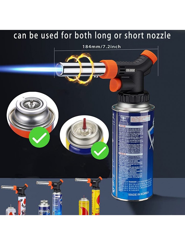 Butane Torch Kitchen Blow Lighter Culinary Torches Chef Cooking Professional Adjustable Flame Shape Strength with Reverse Use for Creme Brulee BBQ Baking Butane Fuel Not Included - BNHBZOMDK