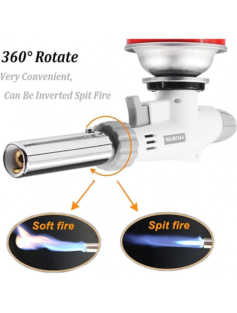 Butane Torch Kitchen Blow Lighter MUBYE Culinary Torches Head Chef Cooking Professional Adjustable Flame with Stabilizing Stand for Sous Vide Creme Brulee Baking BBQ Butane Fuel Not Included - B5SLTQ4C6