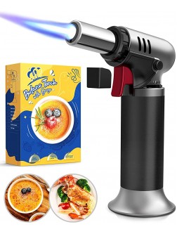 Butane Torch lighter with Fuel Gauge Refillable kitchen Torch,Blow Torch for Cooking with Safety Lock & Adjustable Flame Food Torch for Creme Brulee Baking Desserts Searing DIY and Craftworks - BB80BR00Q