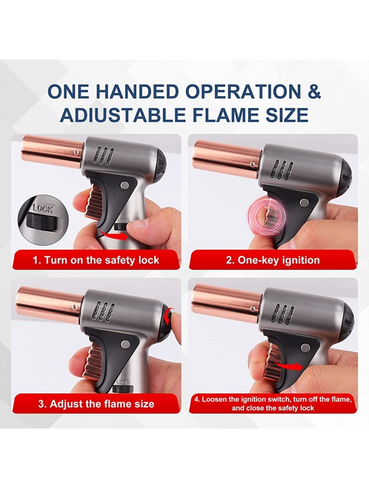 Butane Torch Premium Double Flame Big Kitchen Torch Lighters with Safety Lock Adjustable Refillable Multipurpose Culinary Blow Torch for Creme Brulee Baking BBQ Butane Gas Not Included501 gold - BOS3JIF44