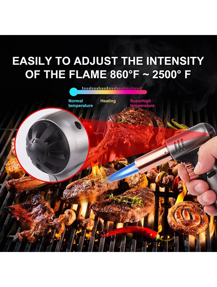 Butane Torch Premium Double Flame Big Kitchen Torch Lighters with Safety Lock Adjustable Refillable Multipurpose Culinary Blow Torch for Creme Brulee Baking BBQ Butane Gas Not Included501 gold - BOS3JIF44
