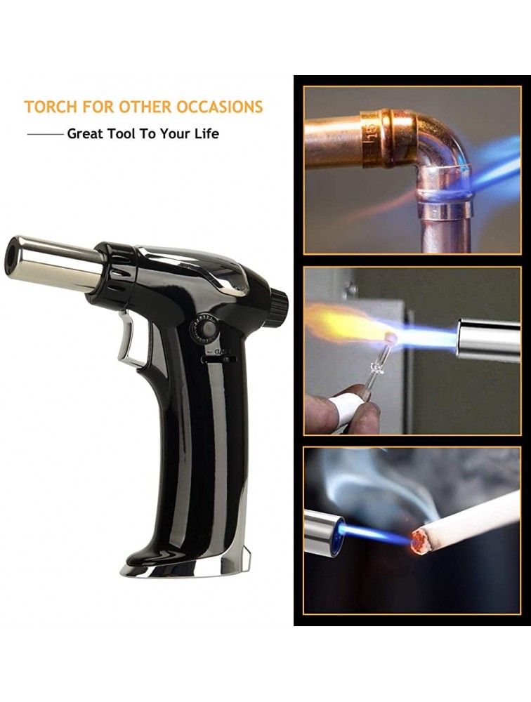 Butane Torch Refillable Kitchen Blow Torch Lighter Mini Culinary Cooking Torch with Adjustable Flame for Creme Brulee BBQ Baking Soldering and DIY Crafts Butane Gas Not Included - BR60NTDI1