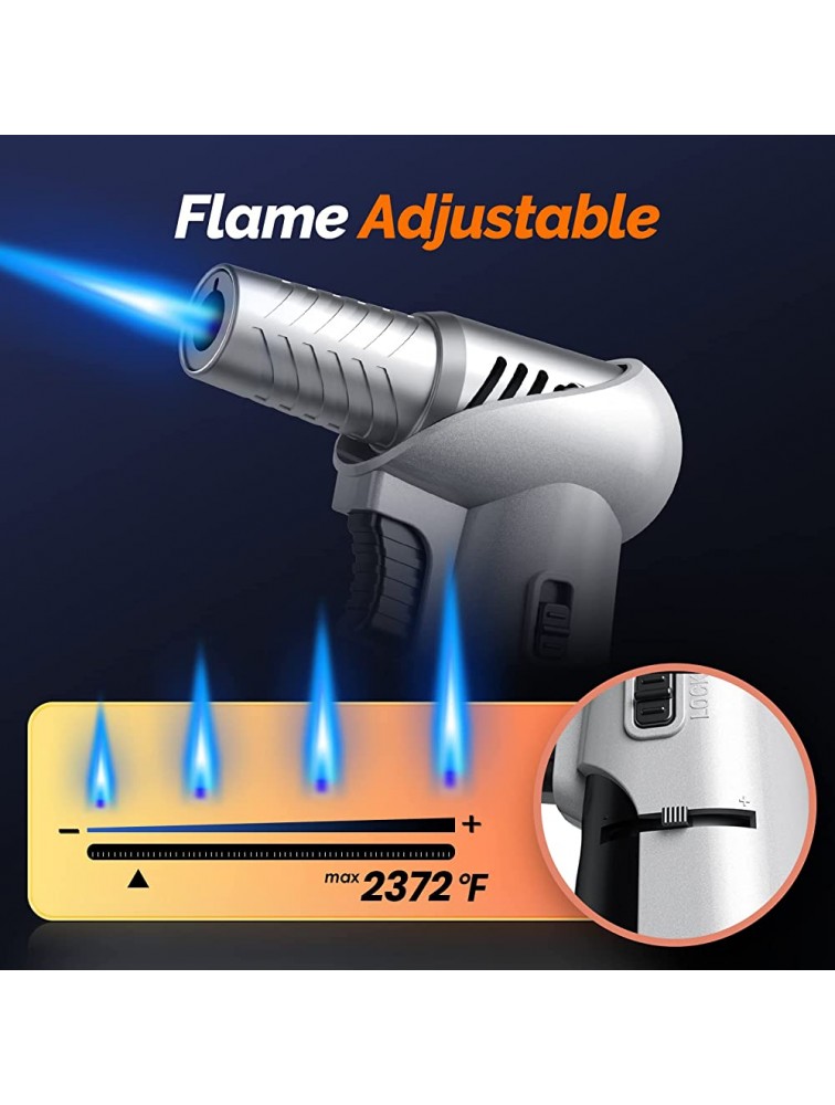 Butane Torch Refillable Kitchen Torch Lighter Blow Torch with Safety Lock Rotating Angles Adjustable Flame Culinary Torch for Creme Brulee Desserts and Baking RAVS Butane Gas Not Included - B44RS3GDK