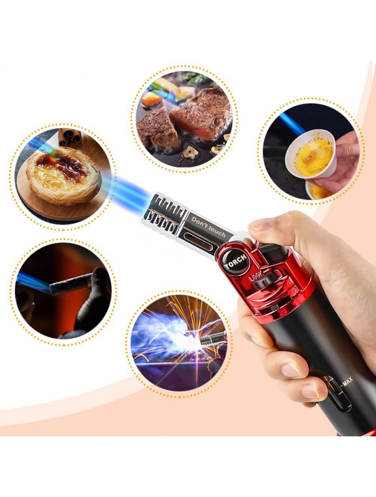 Butane Torch Upgraded Kitchen Torch Lighter Refillable With Safety Lock and Adjustable Flame for Crafts Cooking BBQ Baking Brulee Creme Desserts DIY Soldering Butane Gas Not Included - BAIAJ73CU