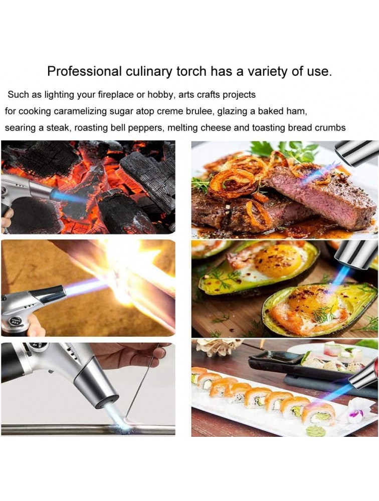 Butane Torch,Culinary Butane Lighter with Safety Lock,Refillable Torch Lighter with Adjustable Flame for Desserts,BBQ Baking Creme Brulee Torch kits Butane Gas Not Included - BXC6G0KGO