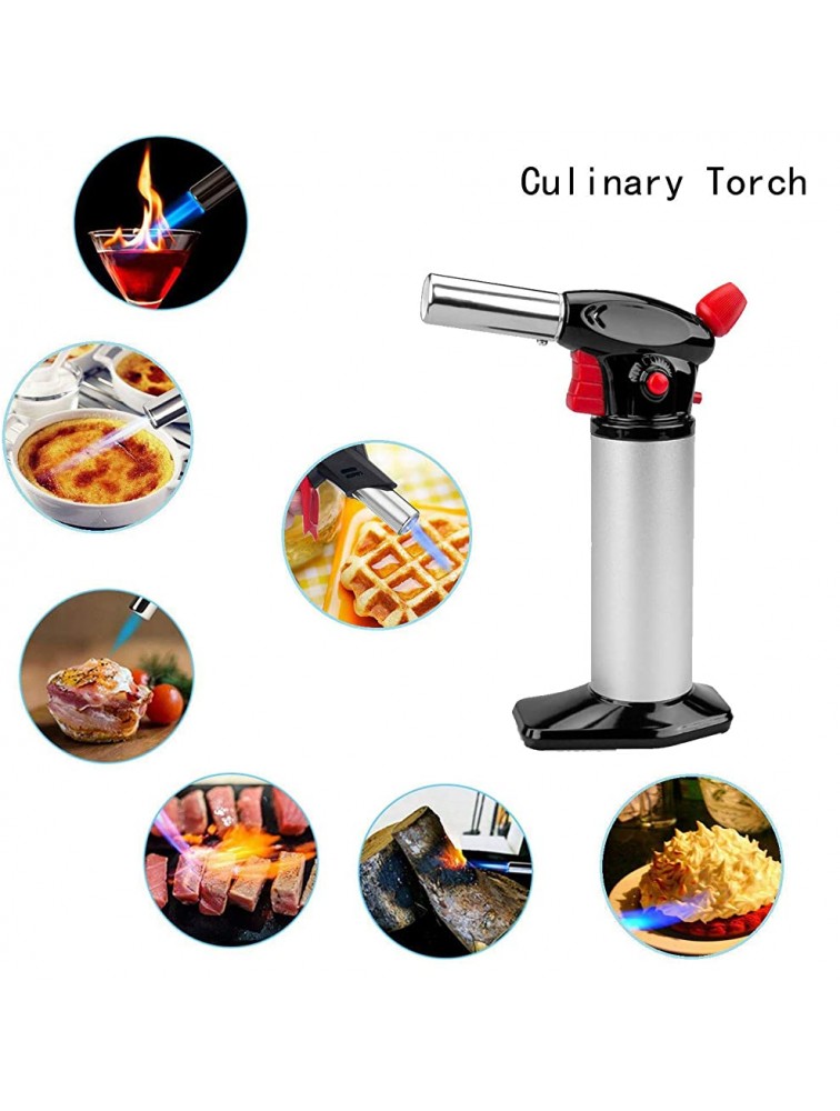 Cooking Torch Lighter Tintec Chef Culinary Blow Torch Large Capacity Butane Refillable Flame Adjustable MAX 2500°F with Safety Lock for Cooking BBQ Baking Brulee Creme DIY Soldering& more - BV7Z24HUL