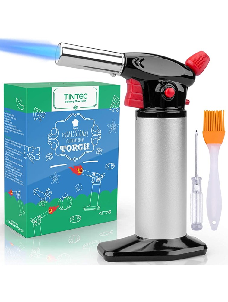 Cooking Torch Lighter Tintec Chef Culinary Blow Torch Large Capacity Butane Refillable Flame Adjustable MAX 2500°F with Safety Lock for Cooking BBQ Baking Brulee Creme DIY Soldering& more - BV7Z24HUL