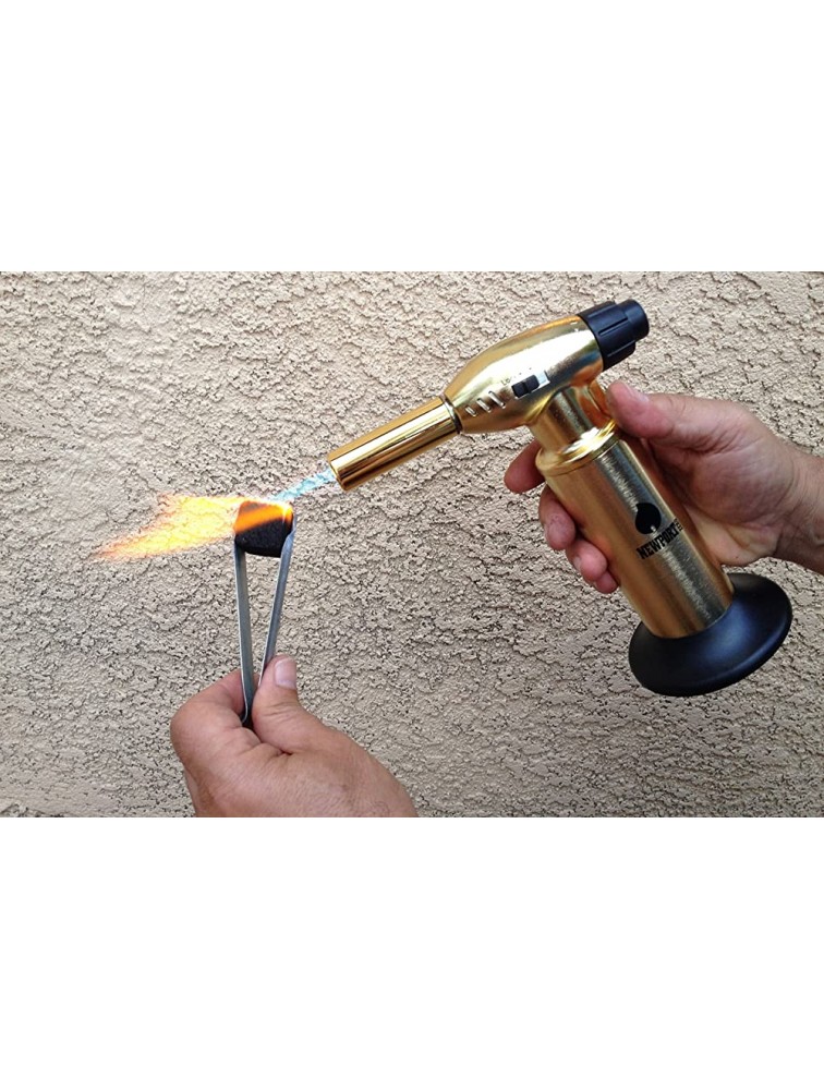 Creme Brulee Culinary Kitchen Torch Cooking Torch & Multifunction Butane Torch Lighter Intense Adjustable Jet Flame Up to 2400 F Includes Safety Lock Piezo Ignition and Quick Refill System 10 Gold - BOQYHW16Q