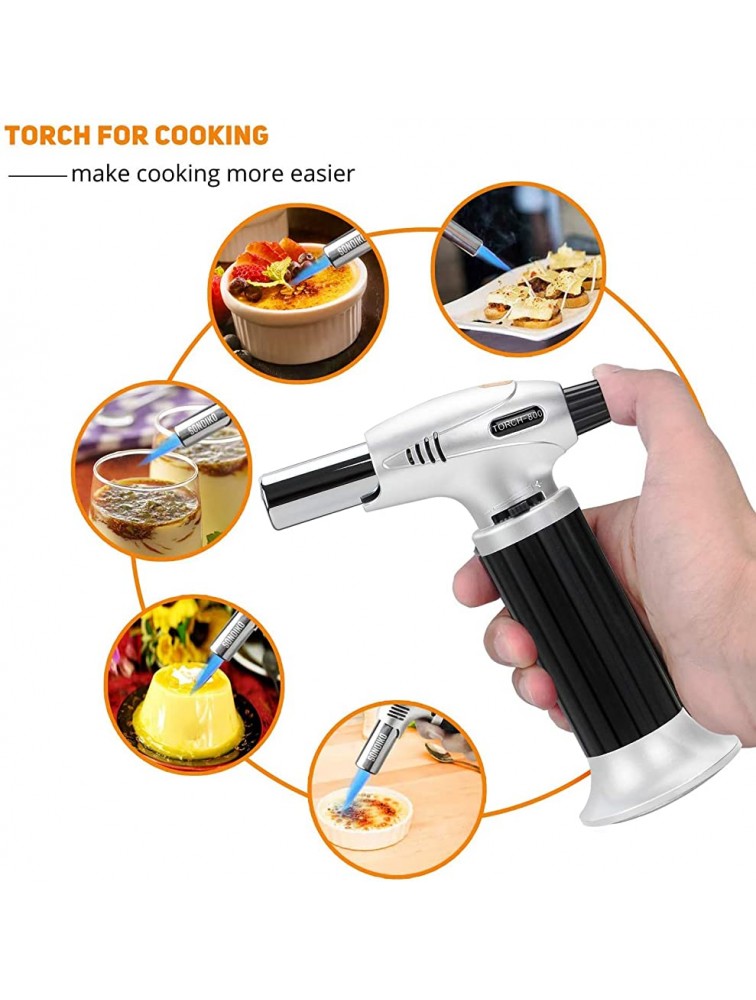 Culinary Butane Torch Blow Torch Lighter Mini Torch Cooking Torch with Safety Lock and Adjustable Flame for Crafts Cooking Baking Crafts BBQ Brulee Creme DIY SolderingButane Gas Not Included - BH9ZSENZW