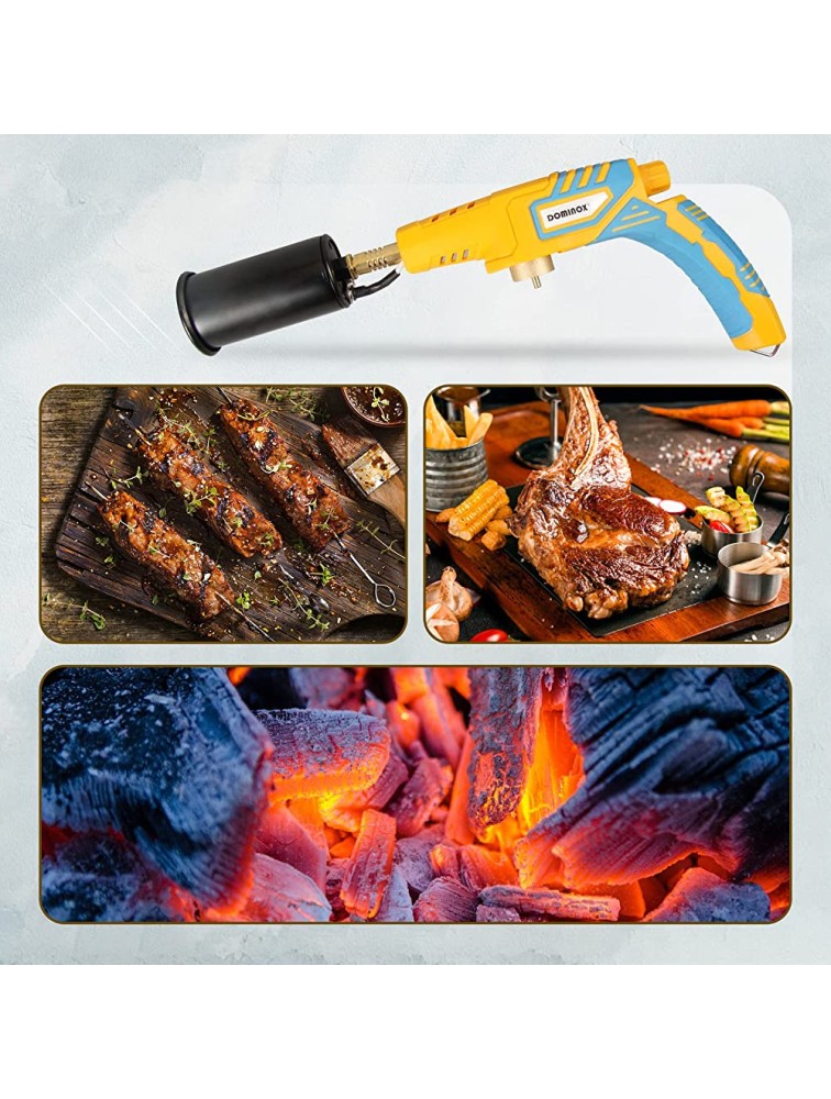 DOMINOX Propane Torch Butane Grill Cooking Sous Vide Charcoal Fire Starter Flame Torch Lighter Kitchen Culinary Torch Gun for Creme Brulee Campfire BBQ Searing Camping Propane Not Included - BDN8MFIZL