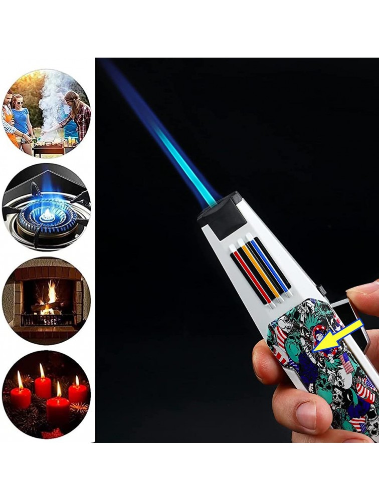Jnfire Ultimate Torch Lighter Adjustable Spray Gun Jet Flame Windproof Butane Refillable for Hiking Camping Cooking-White - B95WCAO01