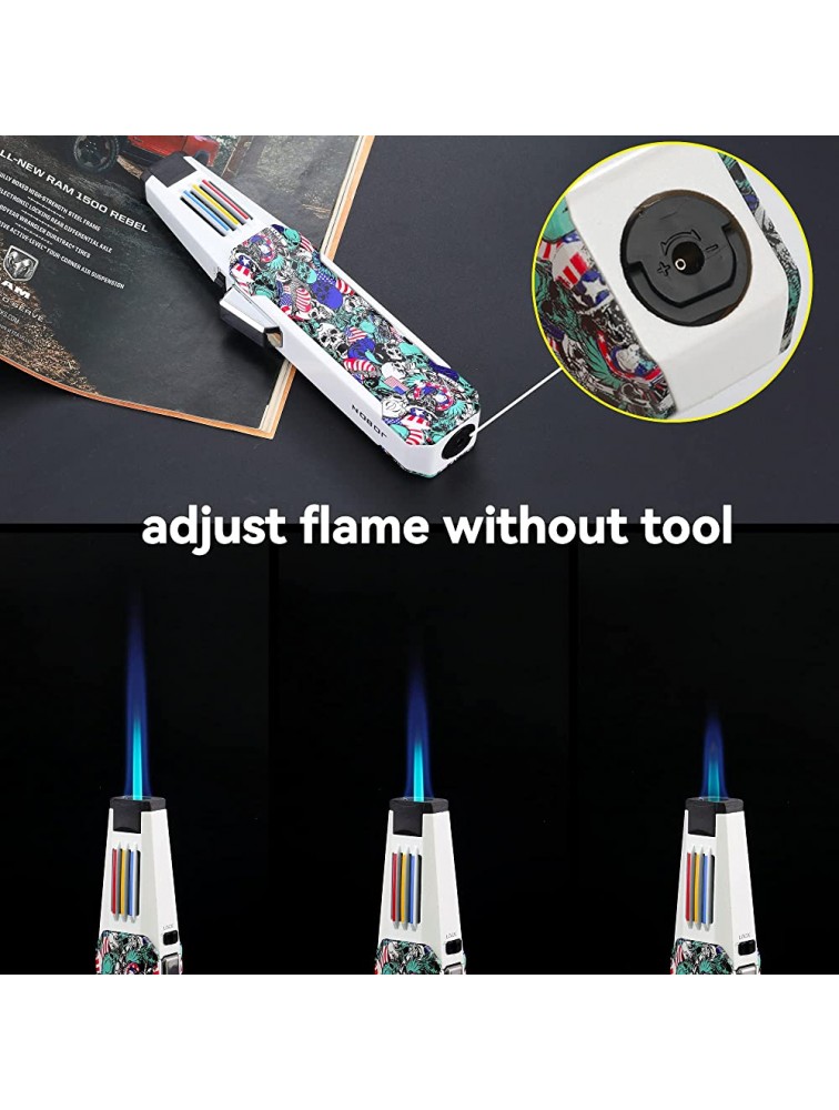 Jnfire Ultimate Torch Lighter Adjustable Spray Gun Jet Flame Windproof Butane Refillable for Hiking Camping Cooking-White - B95WCAO01