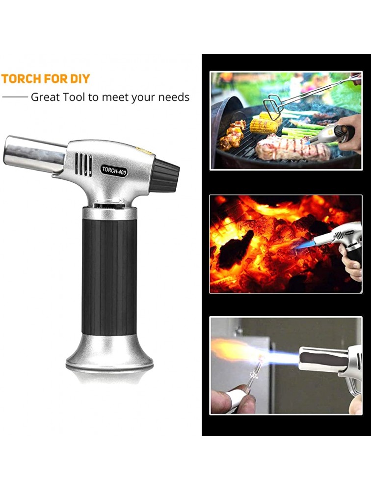 KEWAYO Flame for Kitchen Culinary Torch Refillable Kitchen Butane Torch Lighter with Safety Lock and Adjustable Flame for Desserts Creme Brulee BBQ and BakingButane Gas Not Included - B74W117EB