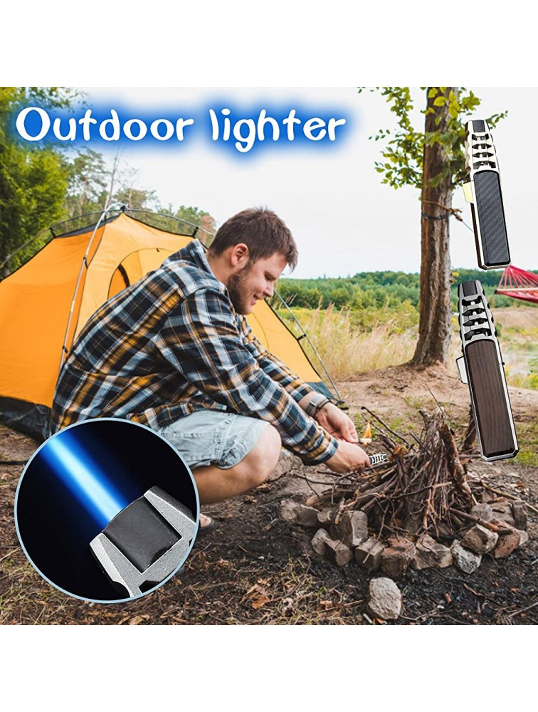 Solar Butane Torch Lighter Refillable Kitchen Cooking Torch Lighter Windproof Adjustable Flame Solar Beam Torch Lighter Waterproof & Durable for Kitchen Camping Grill Outdoor Brown + Black - BPQKSS5ES