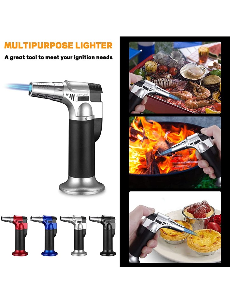Solar Butane Torch Lighter,Professional Culinary Torch Lighters,Blow Torch Refillable Portable,Kitchen Torch with Safety Lock and Adjustable Flame,Ultra Powerful Blue Flame Torcher for Kitchen - BLWI9PW33