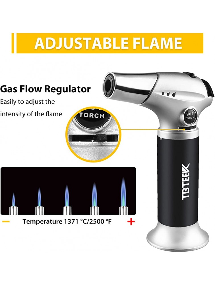 TBTEEK Butane Torch Kitchen Torch Cooking Torch with Safety Lock & Adjustable Flame for Cooking BBQ Baking Brulee Creme DIY SolderingButane Not Included - BZSUNNAMP