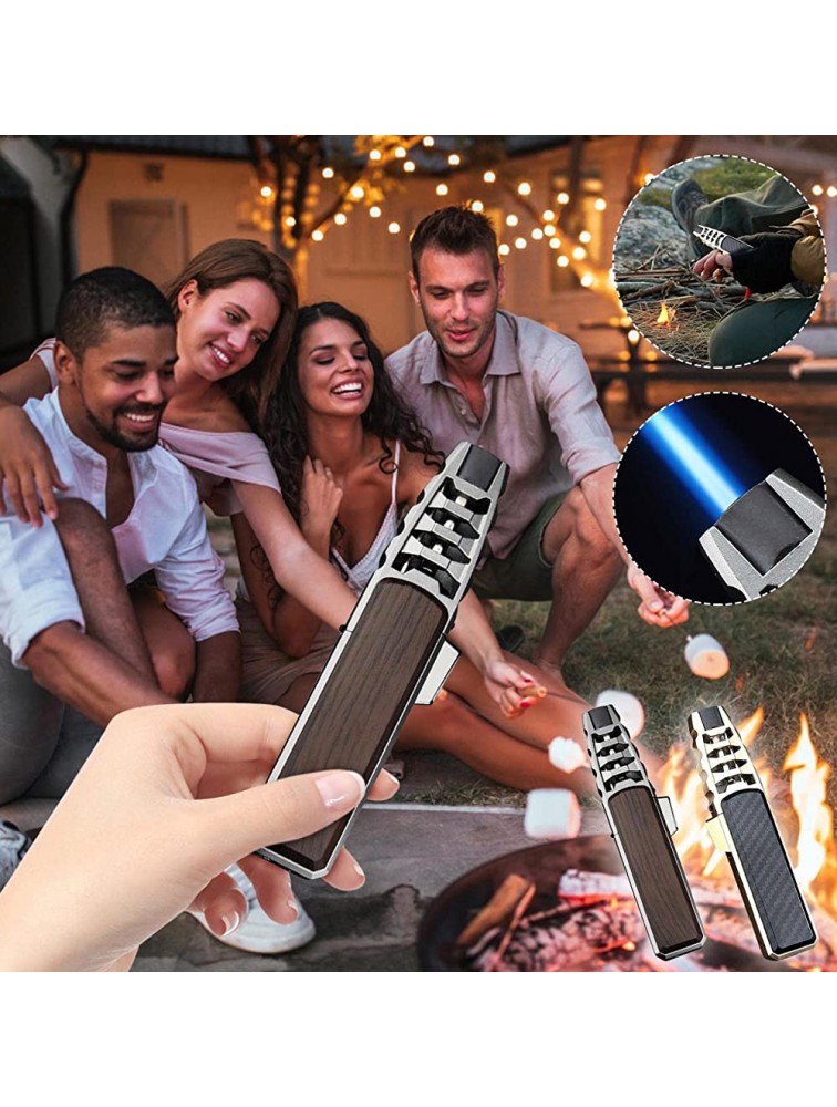 Torch Lighter with Safety Lock & Adjustable Flame for Desserts Creme Brulee BBQ and Baking Fit All Butane Tanks Blow Torch Black Butane Gas Not Included BLACK - BWHV26VR1