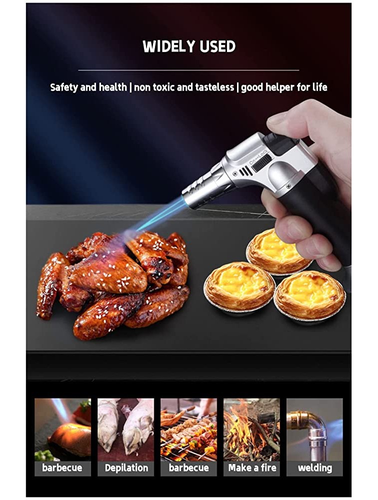 Windproof Butane Torch Lighter,Adjustable Refillable Single Jet Flame for Candle Grill BBQ Camping B3Without Gas - B677CT10Z