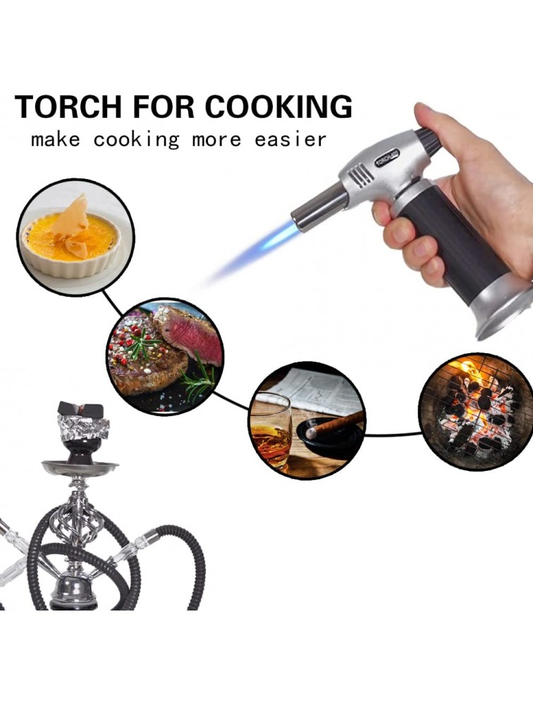 Xarles Butane Torch Lighter Refillable and Flame Adjustable Kitchen Blow Grill Culinary Lighter For BBQ Baking Cooking Tools-Butane Gas is not Included - BBLX7HDAE
