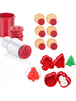 10PCS Christmas Cookie Stamps set Silicone Cookie Stamps Mold set of 6+Plastic spring Cookie Cutter set of 4 - BWP70N7PB
