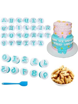 36 PCS Alphabet Numbers Fondant Cake Mold Cake Biscuit Mold,Cookie Cutter Mold,Embosser Cutter Upper Case Letter Shape DIY Baking Accessories Set with 1 Cake Scraper - BQZDIWN9H
