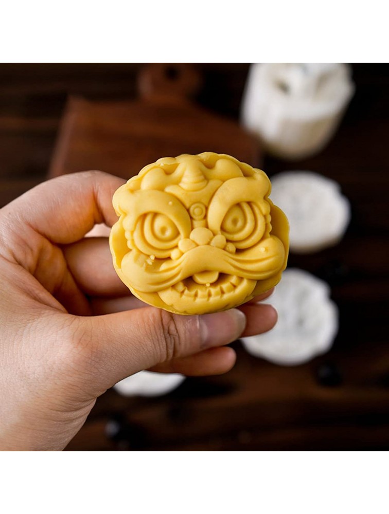 A FEI Plastic Mooncake Mold 75g Lion Stamps Biscuit Cookie Cutter Mould DIY Fondant Baking Tool for Mid-Autumn Festival - BMV3IK833