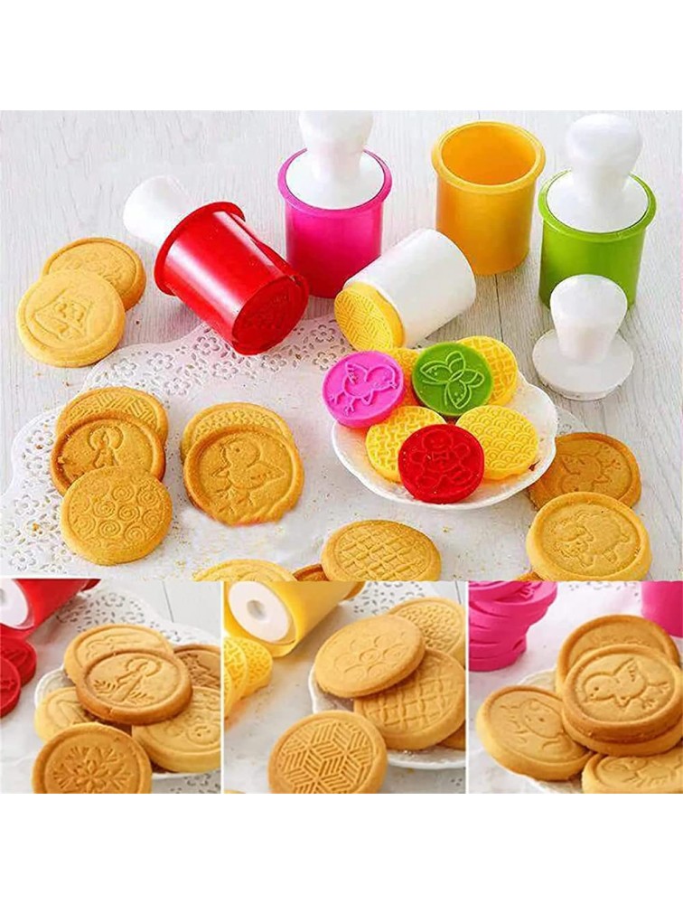 Assote Non-Stick Cookie Stamp & Cutter Silicone Cookie Stamps Set for Baking Cookie Stamps with Handle and 6 Silicone Stamps DIY Bake Tool for Baking Lovers Rose Red - BGPFMEWRB