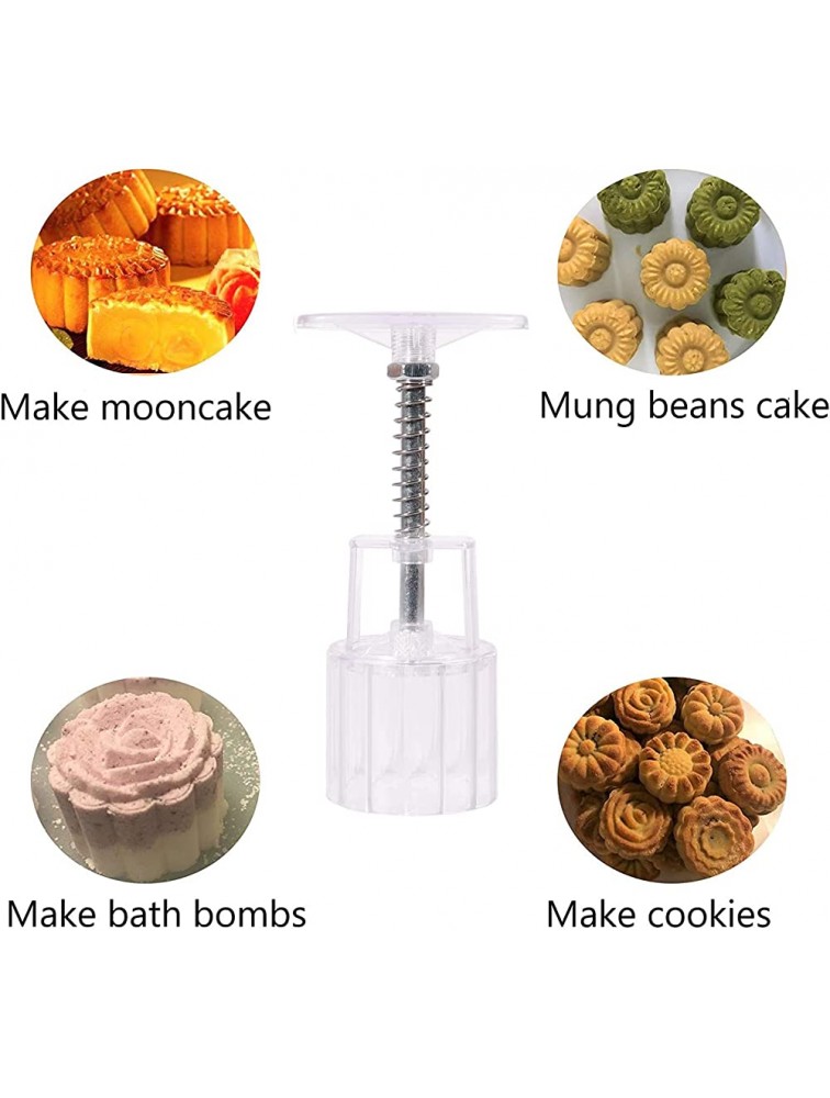 Cookie Stamp Bezall 50g Mooncake Mold with 6 Stamps Flower Cookie Press Moon Cake Mold Mid Autumn Festival DIY Hand Press Cake Cutter - B6J274C74