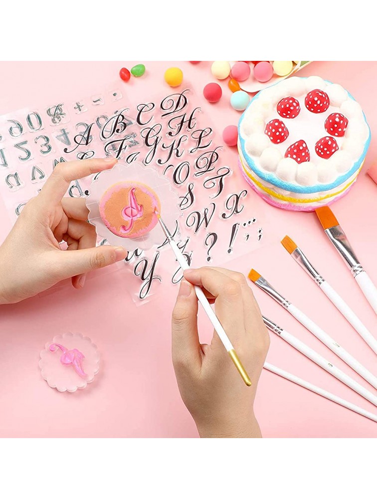 Fondant Stamps,19Pcs Alphabet Letter Cookie Stamps Impress Cake Decorating Tools Include 15Pcs Brushes for Fondant Biscuit Cake Cookie Press Mold Baking Tool - BQCAXEWTL